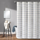 Ombre Stripe Yarn Dyed Cotton Shower Curtain - Navy / Multi
